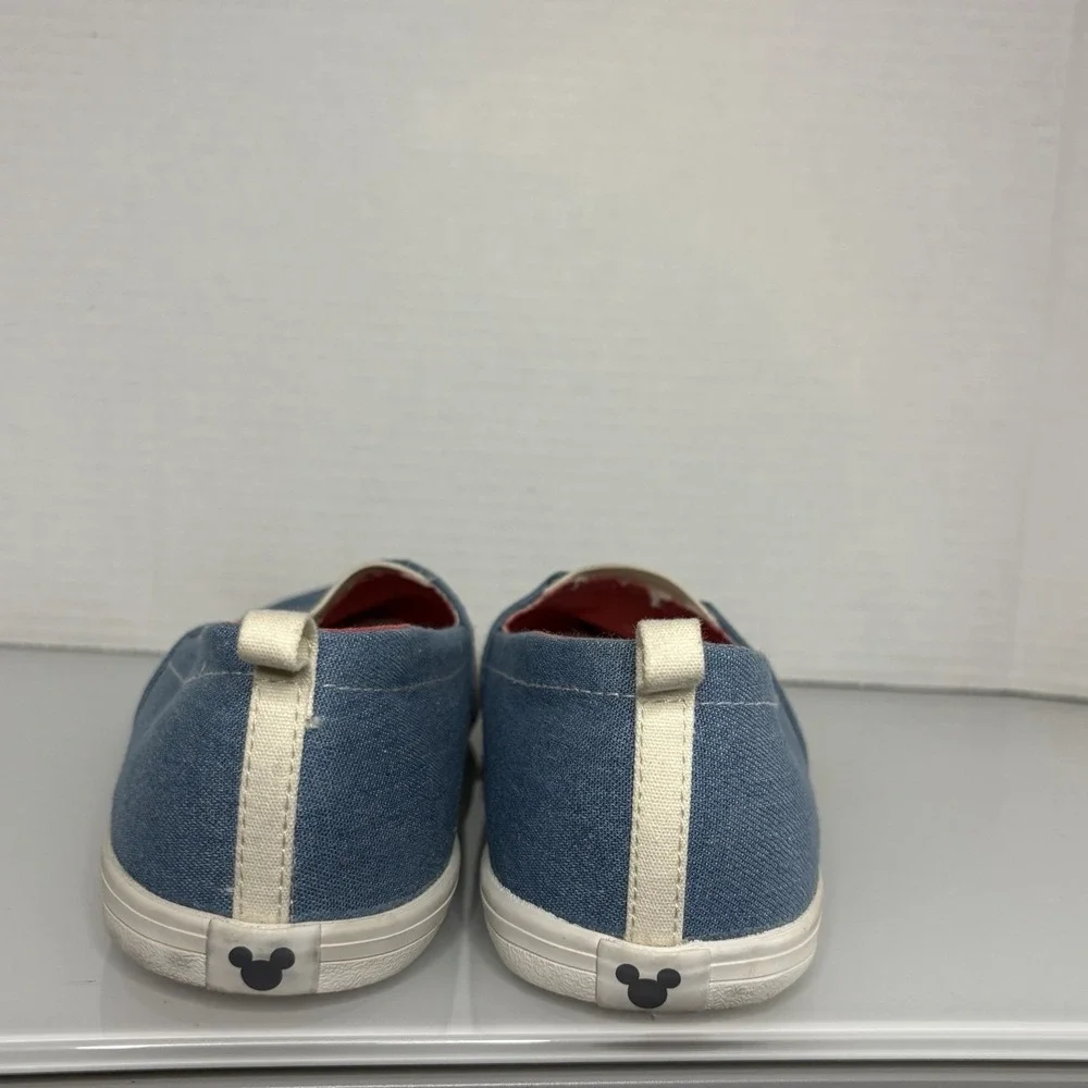 Disney Shoes Youth 5 Girls Mickey Mouse Comfort Slip On Loafer Blue Canvas